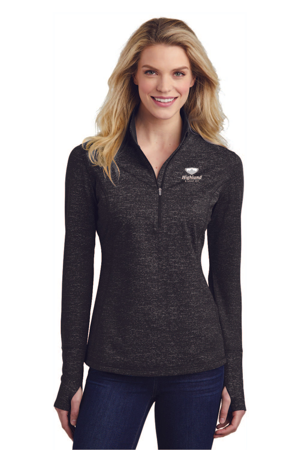 Sport-Tek ® Ladies Sport-Wick ® Stretch Reflective Heather 1/2-Zip Pullover - LST855